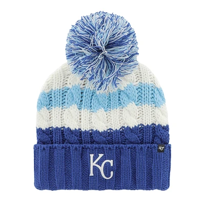 Women's '47 White/Royal Kansas City Royals Ashfield Cuffed Knit Hat with Pom