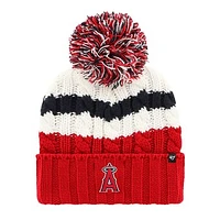 Women's '47 White/Red Los Angeles Angels Ashfield Cuffed Knit Hat with Pom