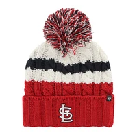 Women's '47 White/Red St. Louis Cardinals Ashfield Cuffed Knit Hat with Pom