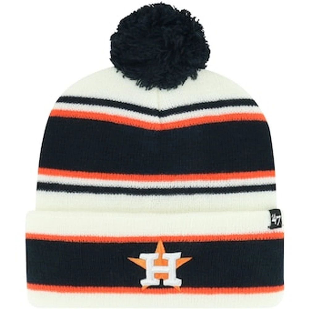 Youth '47 White/Navy Houston Astros Stripling Cuffed Knit Hat with Pom