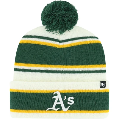 Youth '47 White/Green Oakland Athletics Stripling Cuffed Knit Hat with Pom