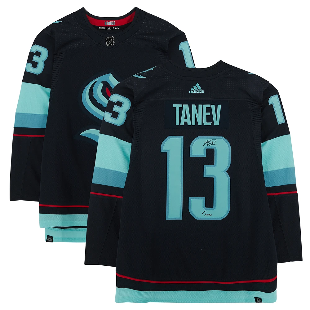 Brandon Tanev Seattle Kraken Autographed Navy Adidas Authentic Jersey with "Turbo" Inscription