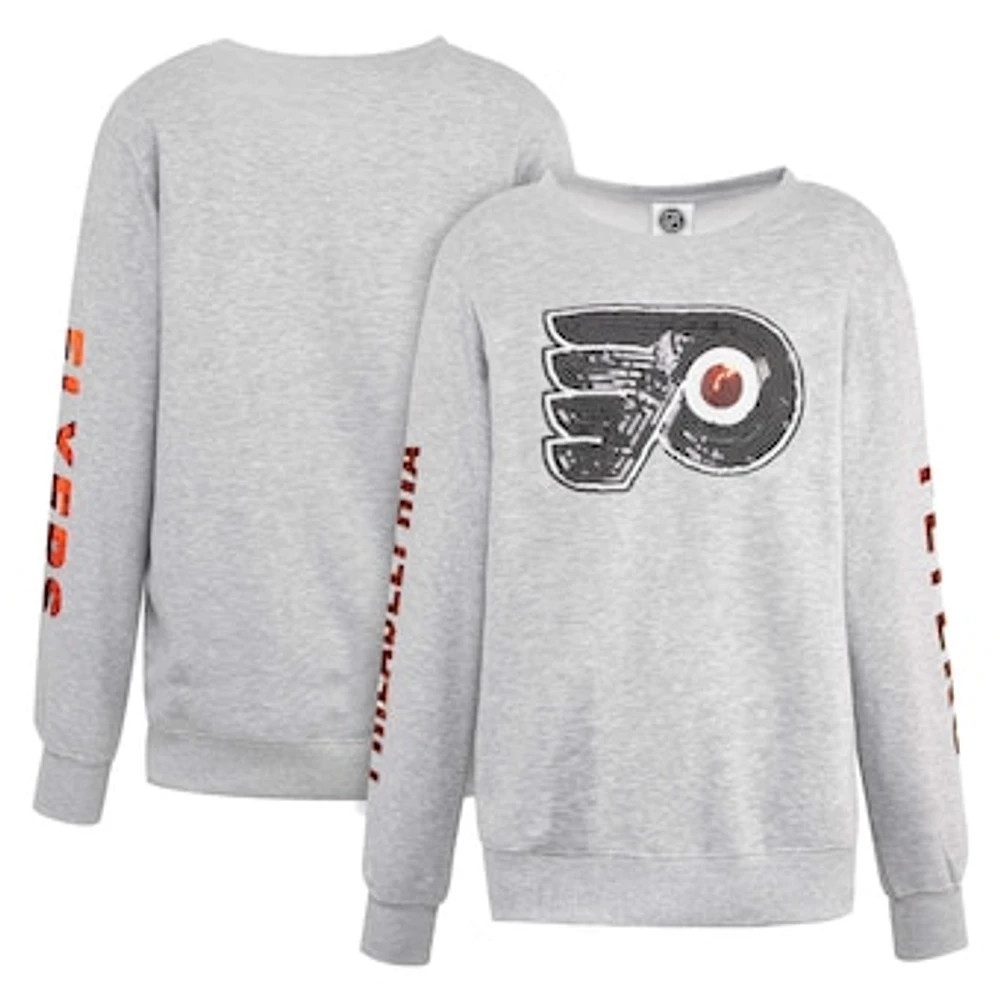 Women's Cuce Heather Gray Philadelphia Flyers Sequin Pullover Sweatshirt