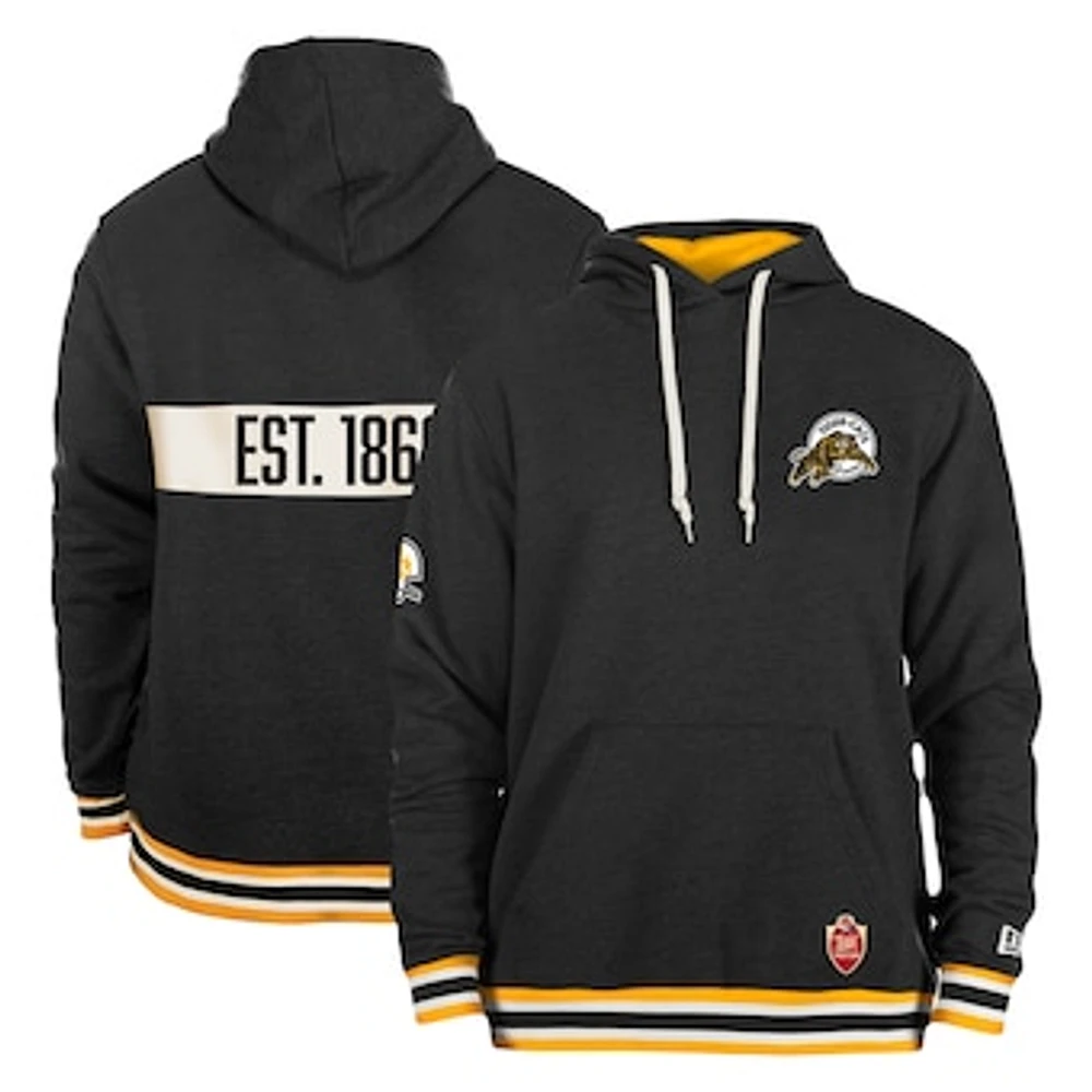 Men's New Era Black Hamilton Tiger-Cats Turf Traditions Pullover Hoodie