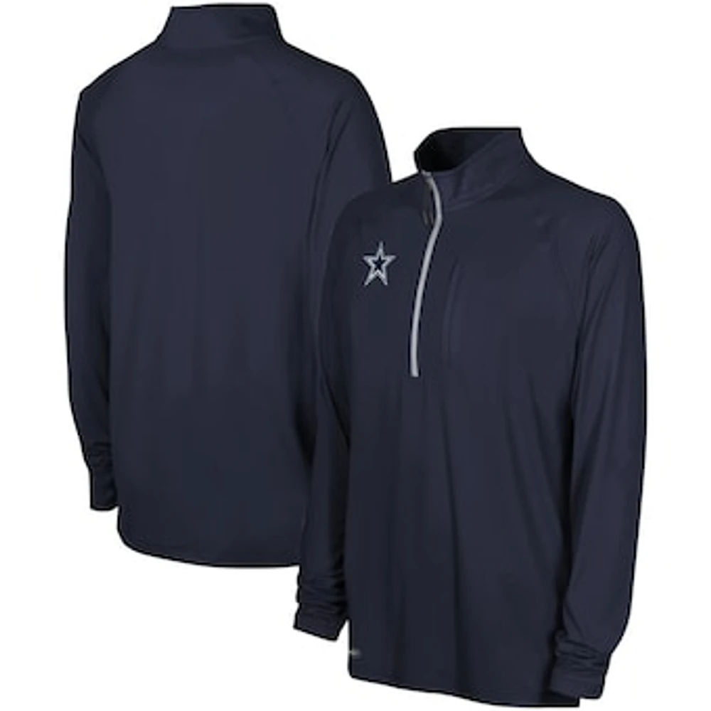 Men's Navy Dallas Cowboys Sweat It Out Raglan Quarter-Zip Jacket