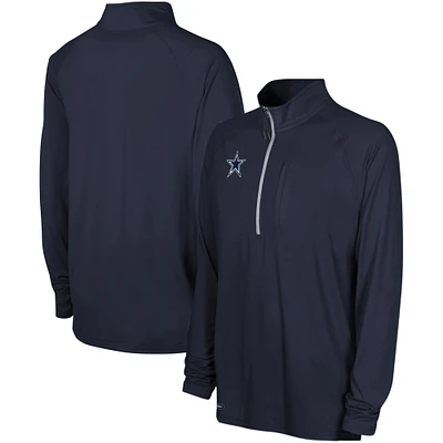 Men's Navy Dallas Cowboys Sweat It Out Raglan Quarter-Zip Jacket