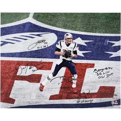 Limited Edition of 53: New England Patriots Autographed Super Bowl LIII Photo with 5 Signatures including Tom Brady, Stephon Gilmore & Julian Edelman and Multiple Inscriptions
