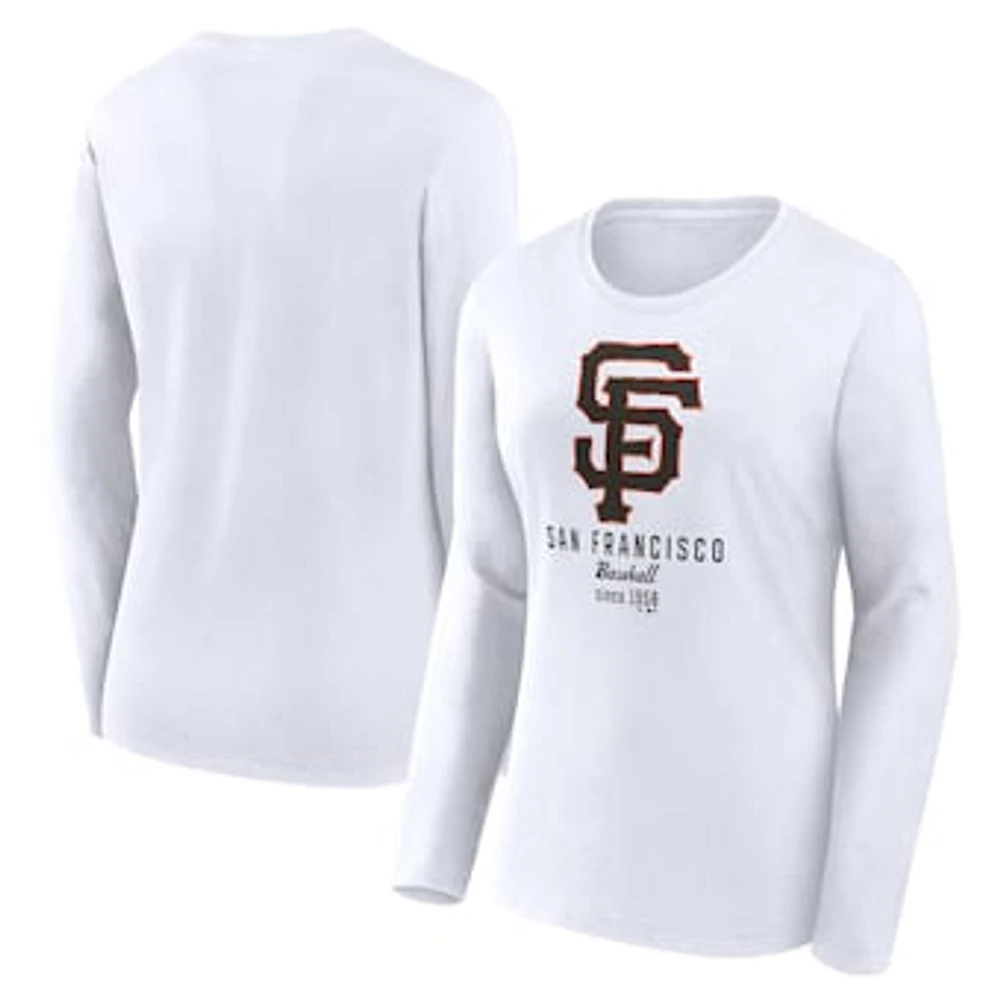 Women's Fanatics  White San Francisco Giants Lightweight Fitted Long Sleeve T-Shirt