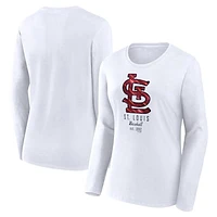 Women's Fanatics  White St. Louis Cardinals Lightweight Fitted Long Sleeve T-Shirt