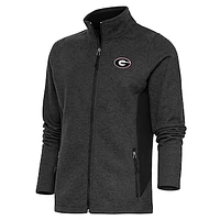 Women's Antigua  Heather Black Georgia Bulldogs Course Full-Zip Jacket
