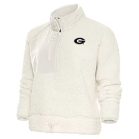 Women's Antigua  Cream Georgia Bulldogs Fusion Half-Zip Pullover Jacket