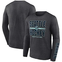 Men's Fanatics Heather Charcoal Seattle Kraken Power Play Combo Long Sleeve T-Shirt