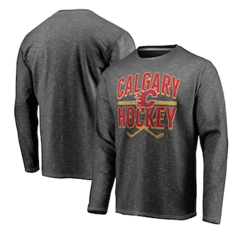 Men's Fanatics Gray Calgary Flames Iced Out Long Sleeve T-Shirt