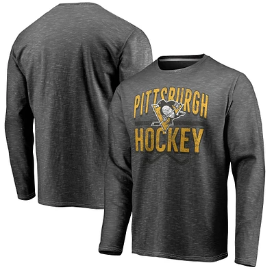 Men's Fanatics Gray Pittsburgh Penguins Iced Out Long Sleeve T-Shirt