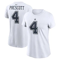 Women's Nike Dak Prescott White Dallas Cowboys Player Name & Number T-Shirt
