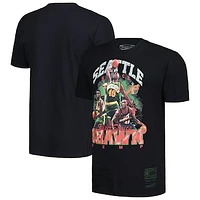 Men's Mitchell & Ness Shawn Kemp Black Seattle SuperSonics Hardwood Classics Bling Concert Player T-Shirt