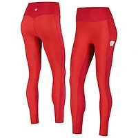 Women's  Red Wisconsin Badgers 7/8 Mixed Media Pocket iLeggings