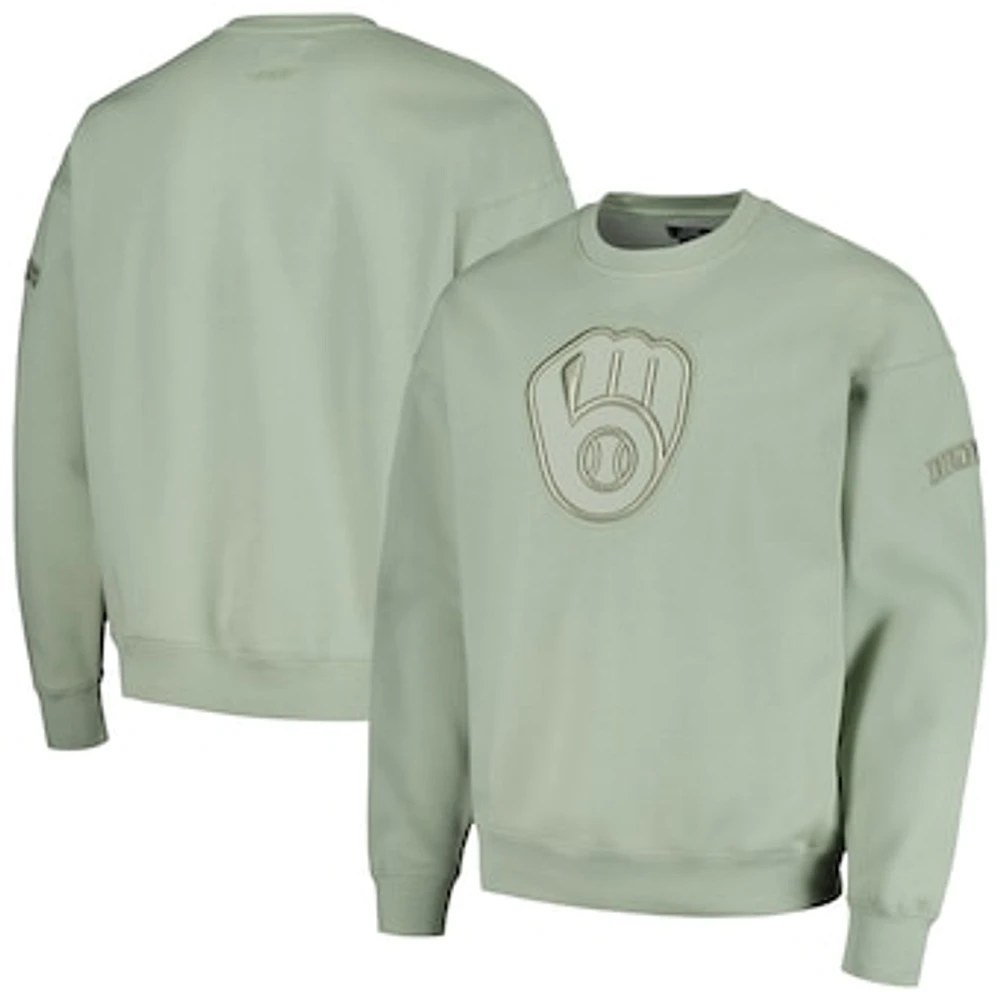 Men's Pro Standard Green Milwaukee Brewers Neutral Drop Shoulder Pullover Sweatshirt