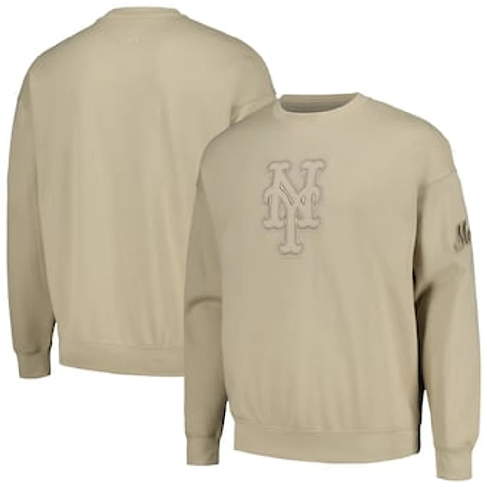 Men's Pro Standard Pewter New York Mets Neutral Drop Shoulder Pullover Sweatshirt