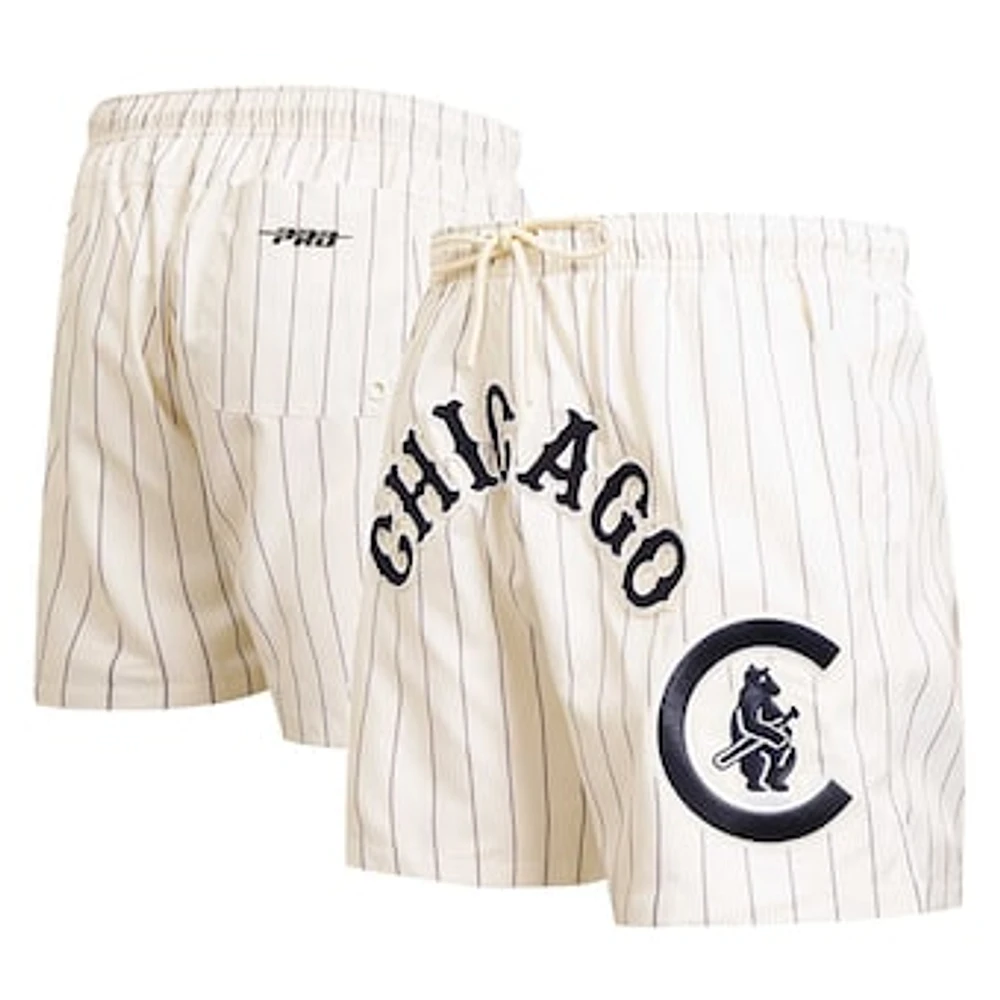 Men's Pro Standard Cream Chicago Cubs Pinstripe Retro Classic Woven Shorts