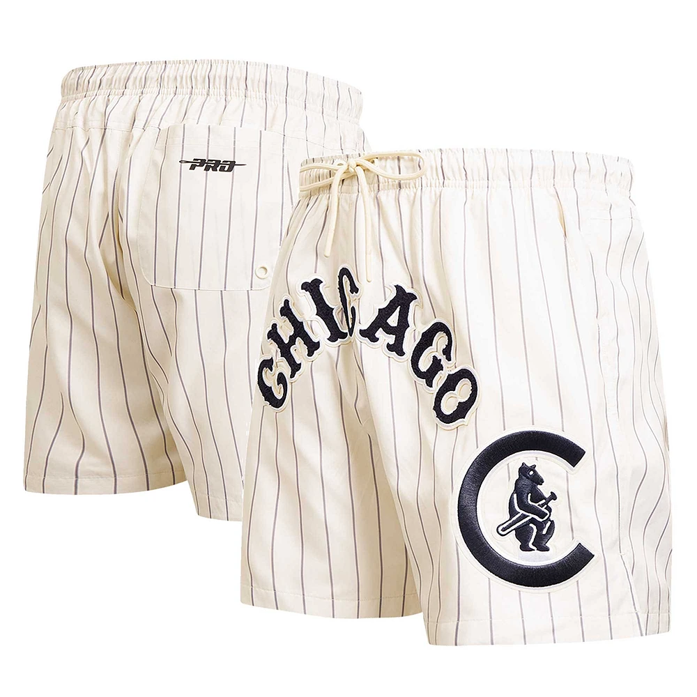 Men's Pro Standard Cream Chicago Cubs Pinstripe Retro Classic Woven Shorts