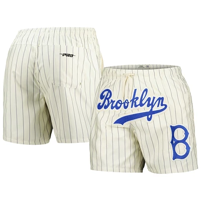 Men's Pro Standard Cream Brooklyn Dodgers Cooperstown Collection Pinstripe Retro Classic Woven Shorts