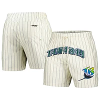 Men's Pro Standard Cream Tampa Bay Rays Pinstripe Retro Classic Woven Shorts