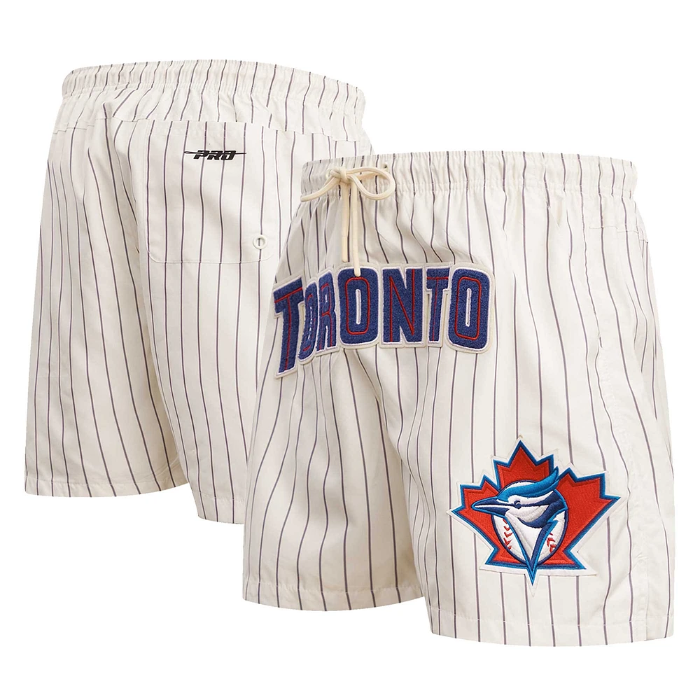 Men's Pro Standard Cream Toronto Blue Jays Pinstripe Retro Classic Woven Shorts