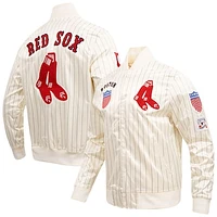 Men's Pro Standard Cream Boston Red Sox Cooperstown Collection Pinstripe Retro Classic Satin Full-Snap Jacket