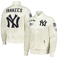 Men's Pro Standard Cream New York Yankees Cooperstown Collection Pinstripe Retro Classic Satin Full-Snap Jacket