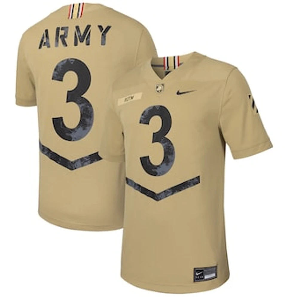 Men's Nike #3 Tan Army Black Knights 2023 Rivalry Collection Untouchable Football Replica Jersey