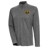 Women's Antigua  Heather Black Denver Nuggets Confront Quarter-Zip Pullover Top