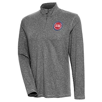 Women's Antigua  Heather Black Detroit Pistons Confront Quarter-Zip Pullover Top