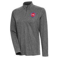 Women's Antigua  Heather Black Detroit Pistons Confront Quarter-Zip Pullover Top