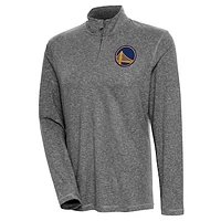 Women's Antigua  Heather Black Golden State Warriors Confront Quarter-Zip Pullover Top