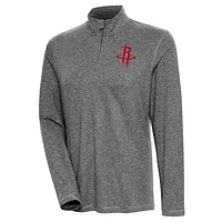 Women's Antigua  Heather Black Houston Rockets Confront Quarter-Zip Pullover Top