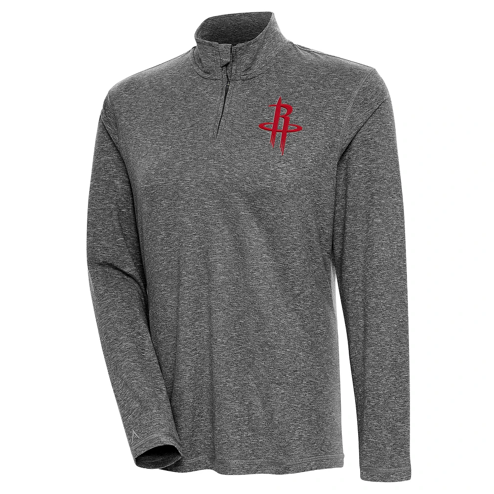 Women's Antigua Heather Black Houston Rockets Confront Quarter-Zip Pullover Top