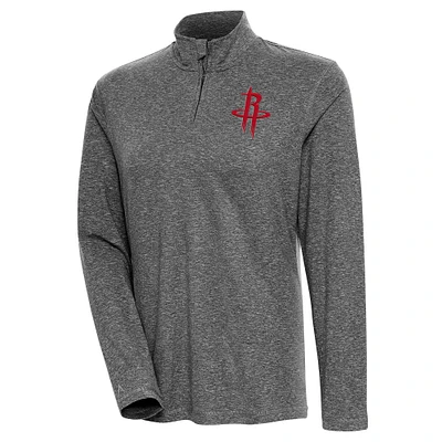 Women's Antigua  Heather Black Houston Rockets Confront Quarter-Zip Pullover Top