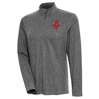 Women's Antigua  Heather Black Houston Rockets Confront Quarter-Zip Pullover Top