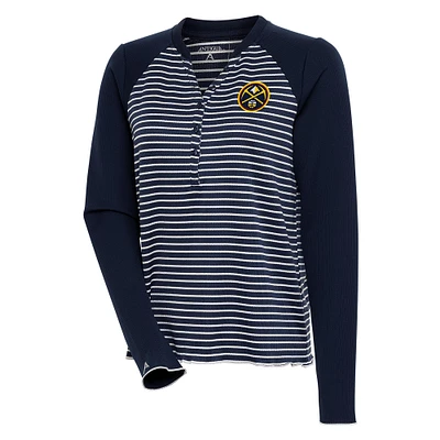Women's Antigua  Navy Denver Nuggets Maverick Long Sleeve Henley T-Shirt
