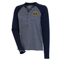 Women's Antigua  Navy Denver Nuggets Maverick Long Sleeve Henley T-Shirt