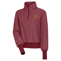Women's Antigua  Burgundy Cleveland Cavaliers Upgrade Quarter-Zip Pullover Jacket
