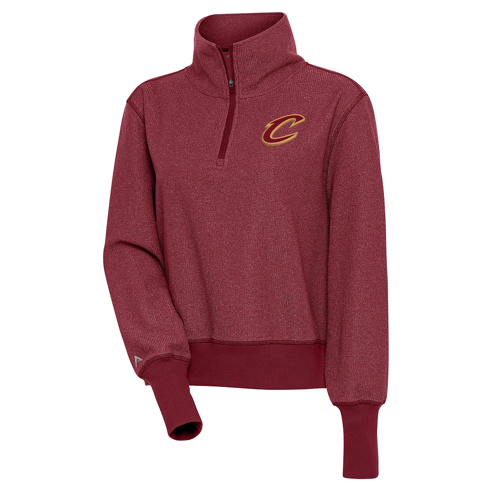 Women's Antigua Burgundy Cleveland Cavaliers Upgrade Quarter-Zip Pullover Jacket