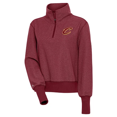 Women's Antigua  Burgundy Cleveland Cavaliers Upgrade Quarter-Zip Pullover Jacket
