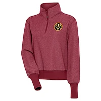 Women's Antigua  Cardinal Denver Nuggets Upgrade Quarter-Zip Pullover Jacket