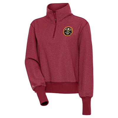 Women's Antigua  Cardinal Denver Nuggets Upgrade Quarter-Zip Pullover Jacket