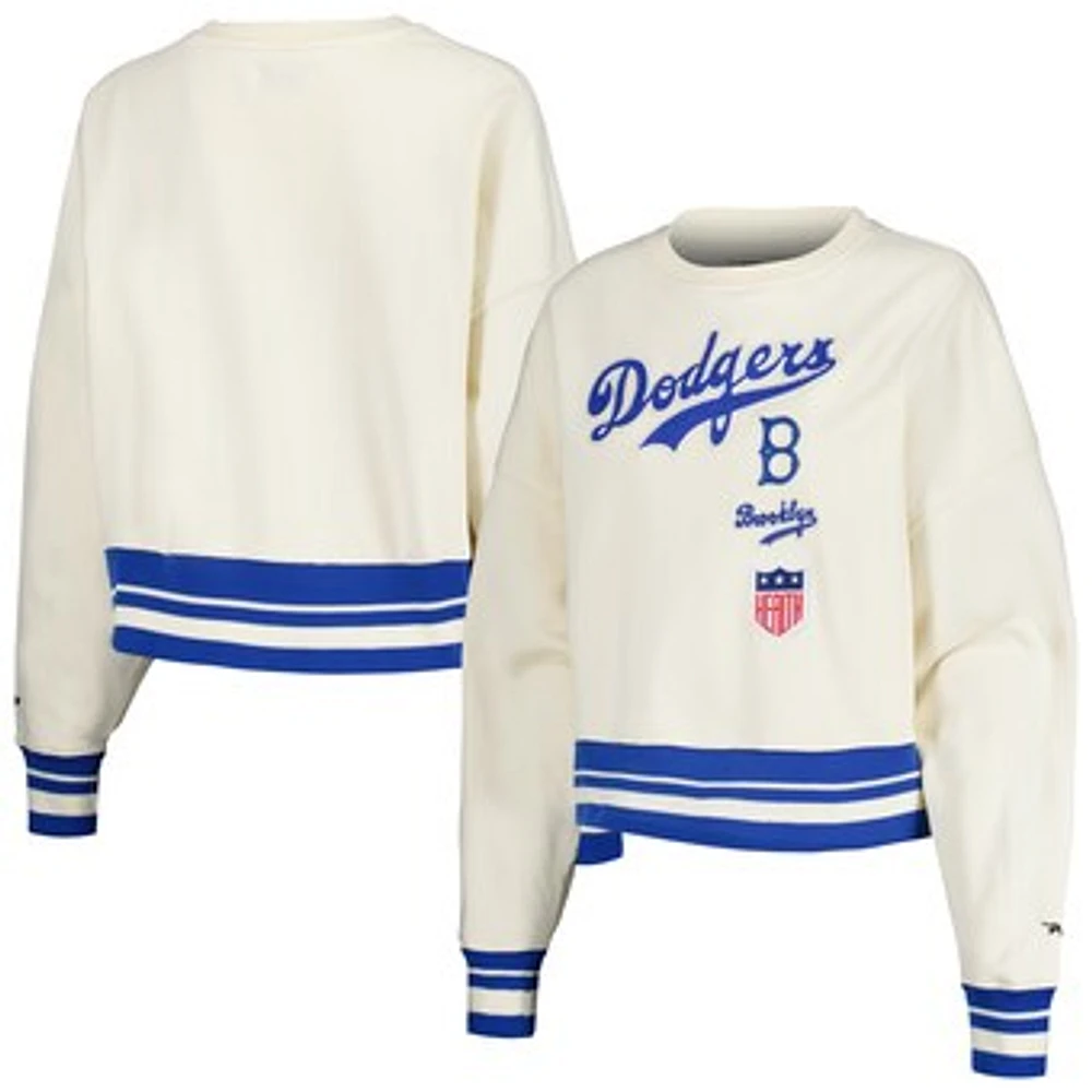 Women's Pro Standard Cream Los Angeles Dodgers Retro Classic Fleece Pullover Sweatshirt