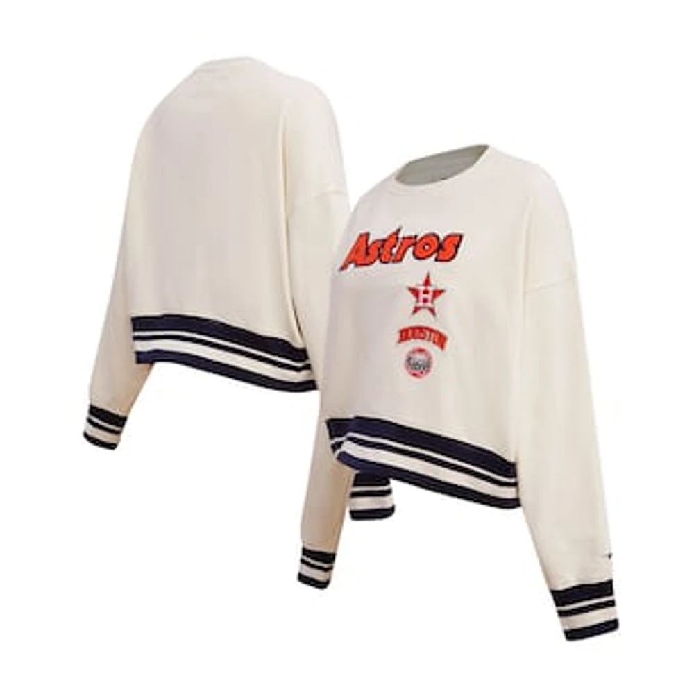 Women's Pro Standard Cream Houston Astros Retro Classic Fleece Pullover Sweatshirt