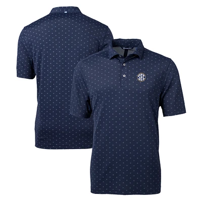 Men's Cutter & Buck  Navy SEC Gear Virtue Eco Pique Tile Print Recycled Polo