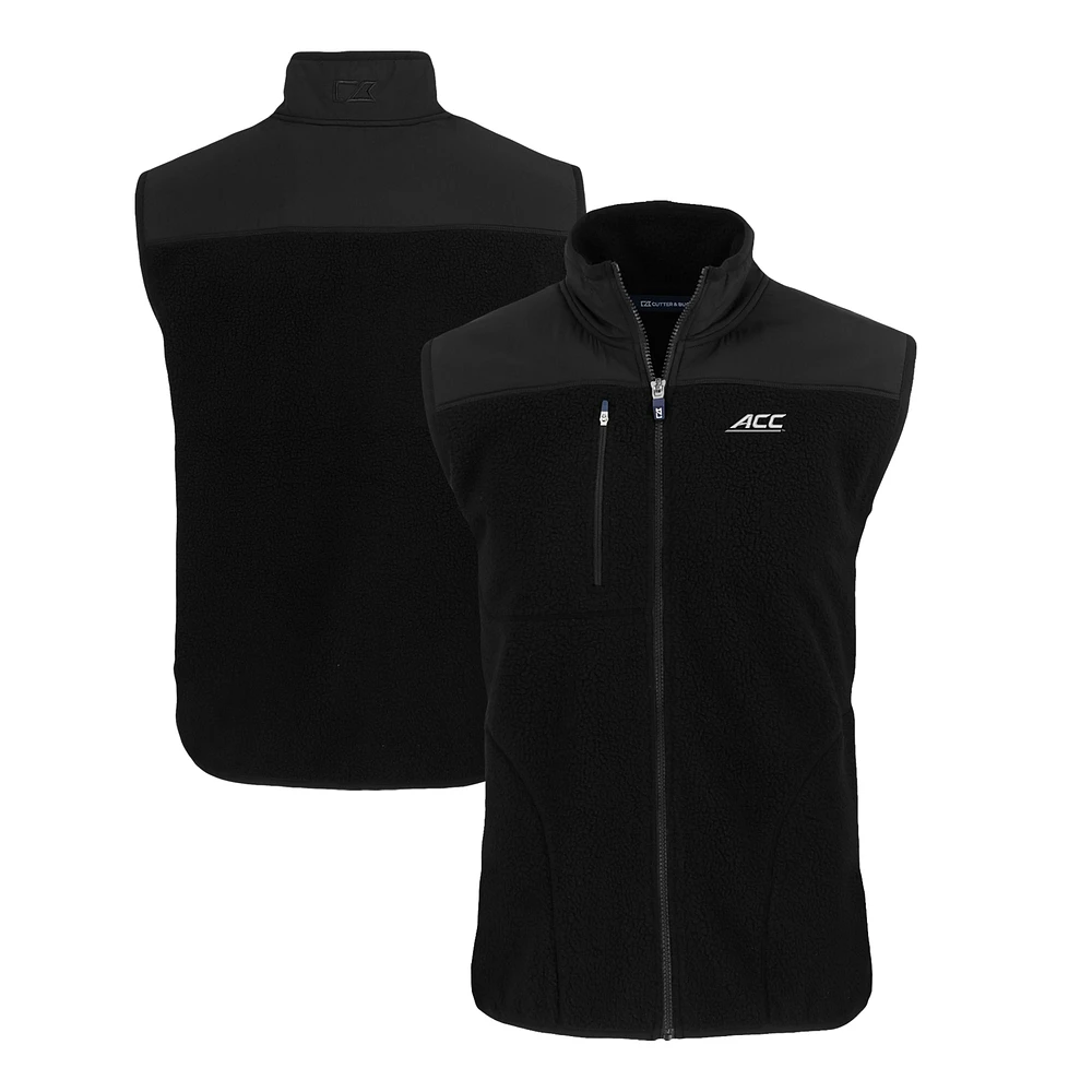 Men's Cutter & Buck  Black ACC Gear Helmet Cascade Eco Sherpa Fleece Full-Zip Vest
